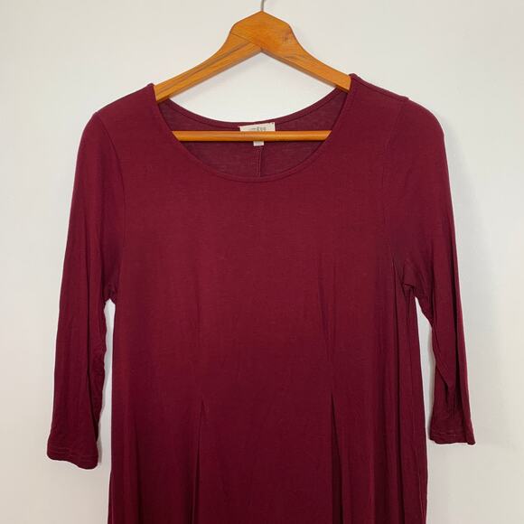 3/$20 Umgee red pleated skater three quarter sleeve flared mini dress SZ S - Picture 3 of 9